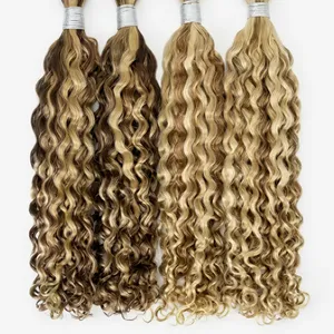 Peluca de Cabello Humano Indio Remy a Granel, de Una Sola Capa, Larga, Rizada Profunda, Ondulada Natural, con Base de Seda, 100% Densidad, Longitud Personalizable, Todos los Colores - Product Image 1
