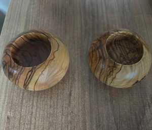 Porte-bougie rond en teck naturel fait à la main, design minimaliste, décoration de Noël, de Pâques, décoration de la maison, décoration de table - Product Image 5