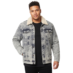 Chaqueta vaquera desgastada para hombre con cuello de piel, botones frontales, estilo casual de invierno, ajuste holgado, cortavientos, transpirable, ecológica, tipo abrigo vaquero con bolsillos en el pecho. - Product Image 4