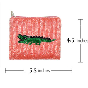 Handcrafted Beaded Animal Motif Zip Pouch Bag Women Designer Coin <b>Purse</b> <b>Small</b> Organizer Cosmetic Pouch Gift Supplier - Product Image 2