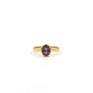 Purple Amethyst Oval <b>Ring</b> Handmade Brass Gold Plated Geometric Gemstone <b>Ring</b> February Birthstone Minimalist Boho Statement - Product Image 3