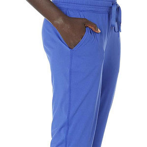 Women's Blue Knitted Jogger <b>Pants</b> Mid Waist Drawstring Ankle-Length Solid Color Casual Sweatpants With Pockets - Product Image 3
