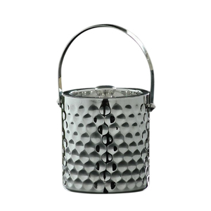 Modern Stainless Steel Ice Bucket With Elegant Wooden Base Double Wall Insulated Wine Cooler Champagne Bucket For Home Barware - Product Image 3