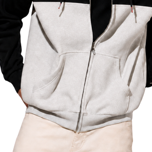 Custom Men <b>Full</b> <b>Zip</b> <b>Hoodie</b> Contrast Panel Style Drawstring Hood Fleece Sweatshirt Two Side Pockets Sport Casual Streetwear - Product Image 6