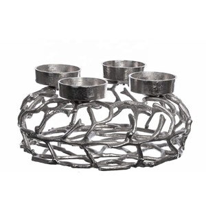 Portavelas moderno de aluminio plateado, portavelas de pilar de aluminio, escultura de cuerno de Metal, artesanías de Metal, decoración del hogar para bodas - Product Image 2