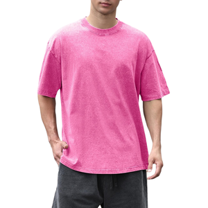 T-shirts oversize pour hommes, style urbain tendance, manches courtes, épaules tombantes, coupe ample, streetwear, t-shirts personnalisés pour hommes - Product Image 2