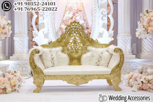 Canapé de luxe King Queen pour scène de mariage, causeuse dorée de style Maharaja, chaise trône royale indienne pour mariage, USA - Product Image 3