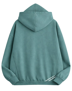 Sweat à capuche vert sarcelle pour homme, style décontracté streetwear, en molleton de coton, avec poche kangourou, logo personnalisé, vente en gros OEM - Product Image 6