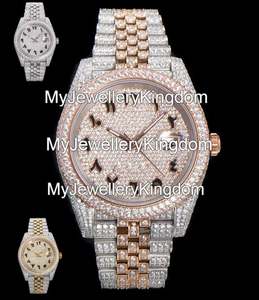 Montre automatique de luxe en moissanite, or rose, style hip-hop, sertie de diamants, en acier inoxydable, montre mécanique pour homme - Product Image 5