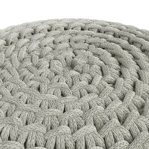 Nisi Light Grey Round Knitted Outdoor/Indoor <b>Pouf</b> Stylish Indoor/Outdoor Accent Furniture - Product Image 3
