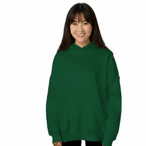 เสื้อฮู้ดผู้หญิงสำหรับฤดูหนาว ทรงโอเวอร์ไซส์ แห้งเร็ว ระบายอากาศได้ดี มีซับใน ดีไซน์ไหล่ตก ผ้าหนานุ่ม 100% ผ้าฝ้ายฟลีซด้านหน้า - Product Image 3