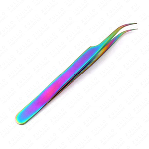 Rainbow Curved Eyelash Extension Tweezers Stainless Steel Precision Pointed Tip <b>Tool</b> for Volume Lash Application - Product Image 5