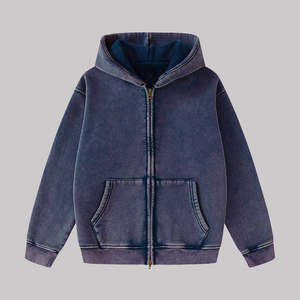 Sudadera con Capucha y Cremallera para Hombre, Corte Regular, Forro Polar, Informal, para Otoño, Color Sólido, Tejido de Algodón, Cremallera Completa, Bolsillos Delanteros - Product Image 2