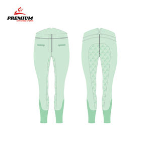 Leggings blancos transpirables de diseño popular para equitación, ropa ecuestre para mujer, pantalones ajustados de equitación con estampado de silicona y cierre de gancho y bucle. - Product Image 1
