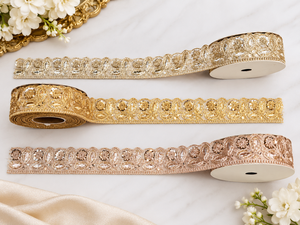 Glitter Embroidery Floral Lace Ribbon Trim 2''-2.875'' Width for Hair Bows <b>Headbands</b> Bags Wedding Home Decor Gifts - Product Image 1