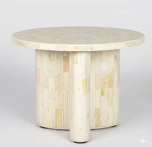 Tabouret de chevet en os incrusté noir et blanc avec deux tiroirs et pieds courbés, disponible à prix de gros. - Product Image 2