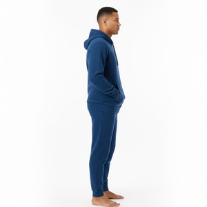 Conjunto deportivo de lana personalizado para hombre, chaqueta con capucha y cremallera completa de algodón grueso, pantalones con elástico en la parte inferior, conjunto de dos piezas - Product Image 4
