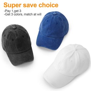Lot de 3 casquettes de baseball non structurées en coton délavé style vintage, ajustables, pour hommes et femmes, vente en gros - Product Image 2