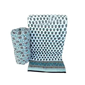 Luxurious Jaipur Hand Block Printed <b>Double</b> Bed 100% Cotton <b>Quilt</b> Gadh Floral Pattern Cover Kantha Stitched Wedding Home Hotel - Product Image 6