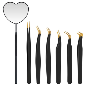 Ensemble de pinces à cils professionnelles en acier inoxydable de qualité supérieure, anti-magnétiques, à pointes lisses et droites - Product Image 1