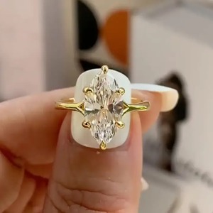 925 Moissanite Diamond Marquise Cut <b>Solitaire</b> Engagement <b>Ring</b> Travel <b>Ring</b> In Sterling <b>Silver</b> with D Color&VVS Clarity for Women. - Product Image 4