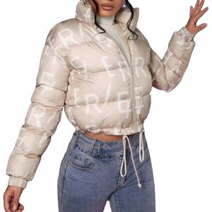 Puffer Jacket Crop <b>Top</b> Embroidered for <b>Women</b> Cold Weather Jacket With Full Customization on Trending - Product Image 1