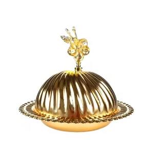 Multipurpose Metal Dates Bowl with Lid Premium <b>Snack</b> Storage <b>Container</b> for Nuts and Dates Ramadan Iftar Party Table Use - Product Image 2