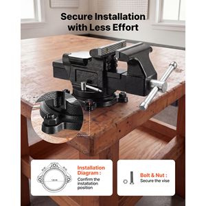 Tornillo de Banco de Hierro Dúctil de Alta Resistencia de 4 Pulgadas con Base Giratoria de 360° y Yunque para Uso Industrial - Product Image 6