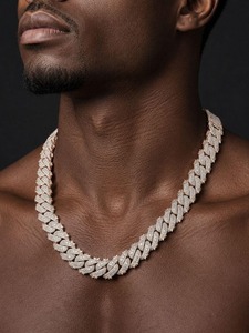 Cadena Cubana de Lujo con Diamantes de Moissanita, Chapada en Plata de Ley 925, Cadena Hip Hop Personalizada para Mujer - Product Image 1