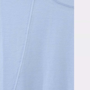 T-shirt bleu clair à col rond et manches courtes, 100 % polyester, séchage rapide, tricoté, décontracté, printemps-été, coupe classique - Product Image 6