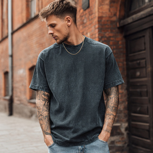 T-shirt délavé à épaules tombantes pour homme, 100% coton, style vintage - Product Image 3