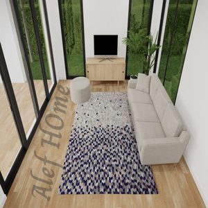 Tapis en cuir fait main à rayures colorées modernes, tapis rectangulaire pour salon et salle à manger - Product Image 2