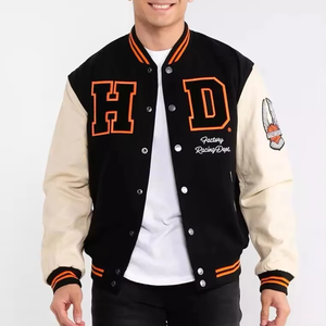 New Eco-Friendly Breathable Men's Varsity Jacket 100% Wool/Leather Shell Over-Sized Fit Low MOQ Solid Pattern - Product Image 1