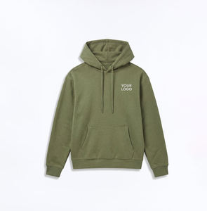 เสื้อฮู้ดดี้พรีเมียมสีดำเขียวมะกอก  รักษ์โลก กันลม ระบายอากาศได้ดี  แบบ unisex  มีเชือกผูกแบบกำหนดเอง  กระเป๋าจิงโจ้  ทรงยาว - Product Image 4