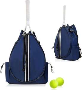 Premium Quilted Tennis <b>Backpack</b> for Women Waterproof Nylon Racquet Cover with Dual Water Bottle Pockets - Product Image 3