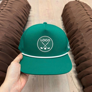 Casquette de golf OEM personnalisée à 5 panneaux avec trous découpés au laser, logo en silicone et caoutchouc, visière plate, casquette de baseball à fermeture snapback - Product Image 2