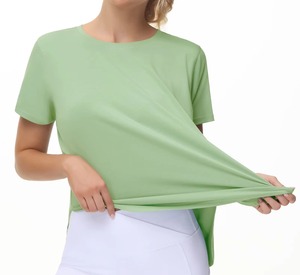T-shirts d'été en modal vierges pour femmes avec logo personnalisé, doux, respirants, décontractés, vente en gros, OEM, chemises streetwear à manches courtes pour femmes - Product Image 5