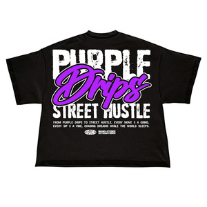 Camiseta Oversize para Hombre Street Hustle, Manga Corta, Negra, de Algodón Jersey, con Logotipo Estampado en la Espalda, Estilo Urbano - Product Image 1