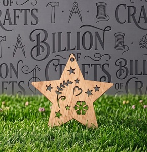 ของตกแต่งไม้รูปดาว งานแฮนด์เมด ตัดลาย ตกแต่งบ้าน งานฝีมือ รูปแบบดอกไม้ - Product Image 1