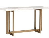 Nouvelle arrivée : table console en bois avec cadre en métal doré, tiroirs de rangement, meuble d'entrée de luxe, décoration