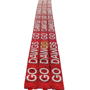 สายกระเป๋าปักลูกปัดสีแดงขาว Go Dawgs พร้อมฮาร์ดแวร์สีทอง สายสะพายไหล่ถอดได้ ผู้ผลิต OEM - Product Image 5