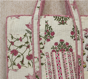 Premium <b>White</b> Floral Patchwork Tote <b>Bag</b> for Women Handmade Quilted Cotton Market Shopper Wholesale Bulk Supplier - Product Image 4