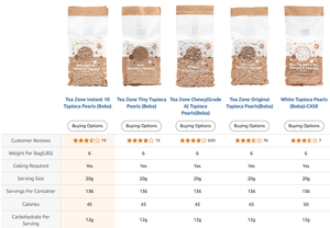 Bolas de tapioca masticables TeaZone (Boba) - Bolas semitransparentes de raíz de yuca derivadas de almidón para bebidas y postres (bolsa de 6 lb * 6 bolsas) - Product Image 5