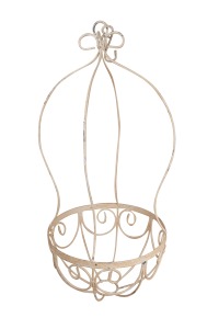 Pot de fleurs suspendu en métal vintage, design rustique pour plantes d'intérieur et d'extérieur, motif circulaire, finition blanche - Product Image 5