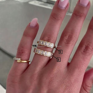 สายรัดเพชรโมอีสทรงรีสำหรับงานแต่งงาน925สเตอร์ลิงเงินหนามเตยชุดแหวนครบรอบวางซ้อนกันได้ - Product Image 1