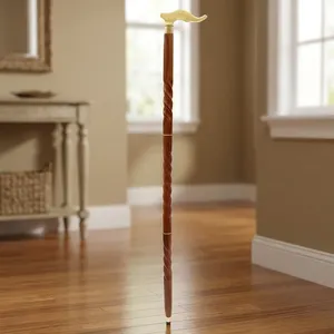 Handmade <b>Wooden</b> Walking Stick with Brass Decorative <b>Handle</b> | Carved <b>Wooden</b> Craft Walking Cane for Men Women Elderly - Product Image 6