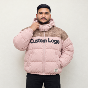 <b>Men</b> Custom Logo <b>Hooded</b> <b>Puffer</b> <b>Jacket</b> Windproof Winter Zipper Thick Insulated Eco-Friendly 220g Streetwear Coat Custom Design OEM - Product Image 3