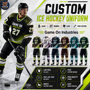 Quick Dry Team Wear Private Lable Lightweight Durable OEM ODM Breathable Long Sleeve Custom Sublimated Ice Hockey Uniform Sets - Product Image 5