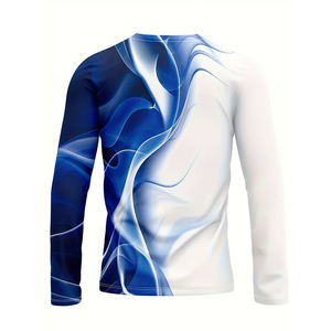T-shirt Homme Col V Manches Longues 100% Polyester Infroissable Séchage Rapide Écologique Motif Sublimation 3D – Grande Vente - Product Image 2