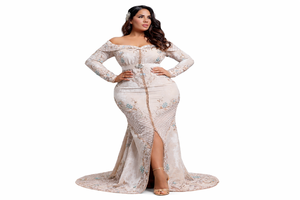 Nouvelle robe caftan de créateur pour femmes, tenue de soirée, robe de mariage, caftan orné de perles de verre et de pierres - Product Image 4